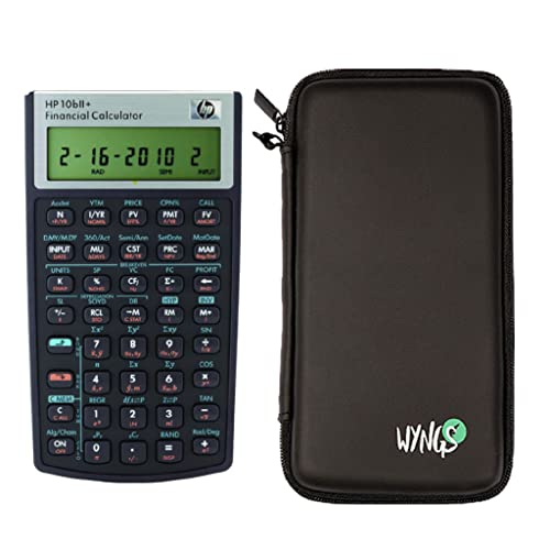 Hewlett Packard 10BII+ - 10B II Plus Financial Scientific Calculator + WYNGS Protective Case Black