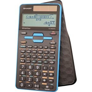 sharp calculators el-w535tgbbl 16-digit scientific calculator with writeview, 4 line display, battery and solar hybrid powered lcd display, black & blue, black, blue, 6.4″ x 3.1″ x 0.6″ x 6.4″