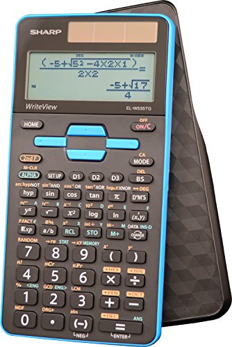 Sharp Calculators EL-W535TGBBL 16-Digit Scientific Calculator with WriteView, 4 Line Display, Battery and Solar Hybrid Powered LCD Display, Black & Blue, Black, Blue, 6.4" x 3.1" x 0.6" x 6.4"