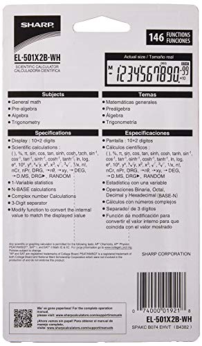 Sharp EL501X2BWH Engineering/Scientific Calculator