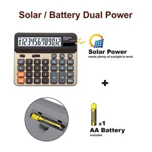 Comix Desktop Calculator, Large Computer Keys, 12 Digits Display, Champaign Gold Color Panel, C-2735