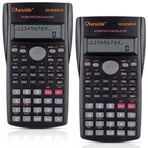 2 pack scientific calculator 2 line fraction calculator with protective hard cover and battery basic math calculator chemistry calculator black financial calculator for school business