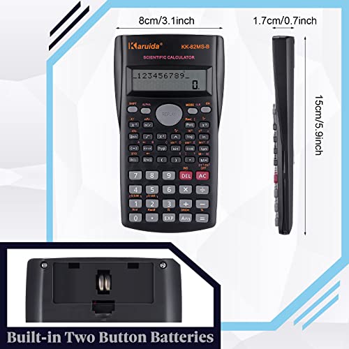 2 Pack Scientific Calculator 2 Line Fraction Calculator with Protective Hard Cover and Battery Basic Math Calculator Chemistry Calculator Black Financial Calculator for School Business