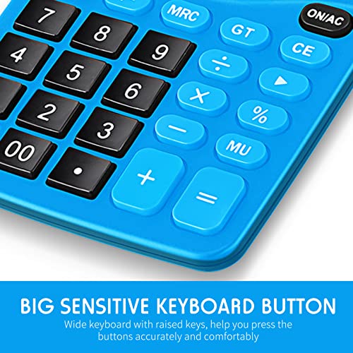 Konohan 8 Pieces 12-Digit Calculator, Solar Basic Desktop Calculator Large Display Electronic Calculators Dual Power Handheld Calculator for Home Office School (Dark Blue)