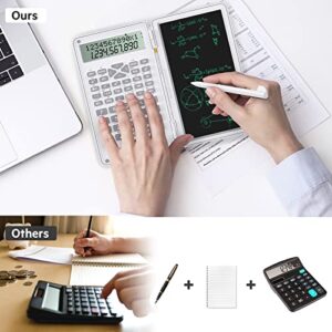 LMAIVE Calculators, Scientific Calculator, 12-Digit Calculator with Writing Tablet, Foldable Financial Calculator, LCD Dual Display Desk Calculator Pocket Calculator for School Office (White)