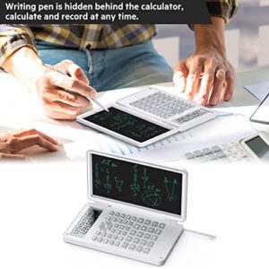LMAIVE Calculators, Scientific Calculator, 12-Digit Calculator with Writing Tablet, Foldable Financial Calculator, LCD Dual Display Desk Calculator Pocket Calculator for School Office (White)