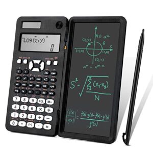 lingsfire dual power scientific calculator with writing tablet, 2 line display and 349 arithmetic functions financial calculator school supplies for high school students financial business college