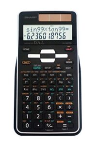 sharp el-531tgbbw 12-digit scientific/engineering calculator with protective hard cover, battery and solar hybrid powered lcd display, great for students and professionals, black,black and white