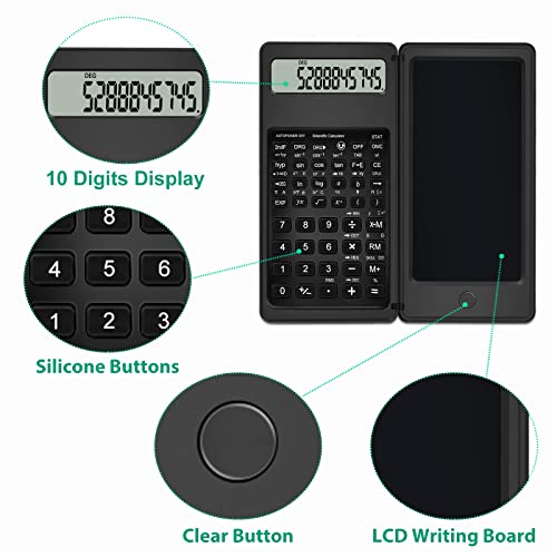 Calculator with Notepad, TRELC 10 Digits LCD Display Scientific Calculator, Multi-Function Portable Desktop Calculator for High School, Office Meeting and Home