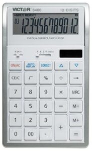 victor 12-digit check and correct desk calculator, white