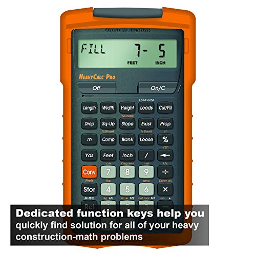 Calculated Industries 4325 HeavyCalc Pro Feet-Inch, Tenths, Yards and Metric Construction Math Calculator Tool for Engineers, Estimators, Excavators, Highway Contractors and Heavy Equipment Operators