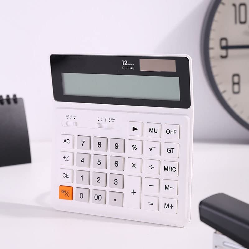 MJWDP Desktop Calculator Financial Accounting Office Solar Calculator 12-Digit Large Screen Dual Power Portable Calculator (Color : D, Size : L)