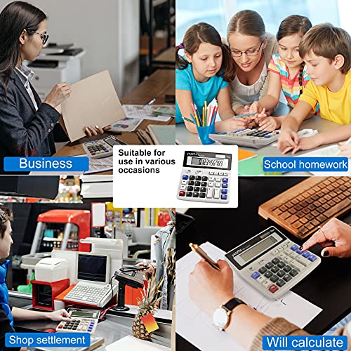 Desk Calculator 12 Digit Extra Large 4.3-Inch LCD Display, Two Way Power Battery and Solar Calculators Desktop, Big Buttons Easy to Press Used as Office Calculators for Desk