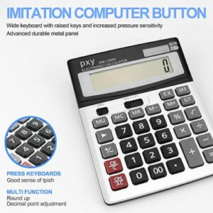 Desk Calculator 12 Digit Extra Large LCD Display, Touch Comfortable with Big Buttons, PXY Two Way Power Battery and Solar Standard Function Office Calculators