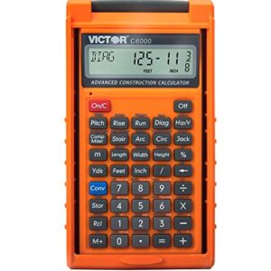 Victor C6000 Advanced Construction Calculator with Protective Case Displays in Fractional or Dimensional Forms Perfect for Carpenters, Renovators,Builders, Contractors, Estimators