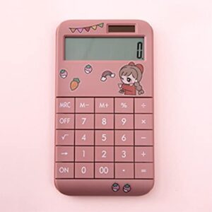 generic cute cartoon calculator fashion student portable calculator small solar financial cashier girl 12-bit (color : d, size