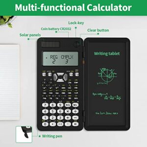 NEWYES Scientific Calculators with Writing Tablet, Upgraded 991MS Solar Energy LCD Science Calculator Notepad with 349 Function, Professional Foldable Calculator for Students, School and College