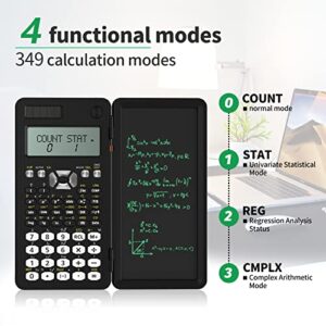 NEWYES Scientific Calculators with Writing Tablet, Upgraded 991MS Solar Energy LCD Science Calculator Notepad with 349 Function, Professional Foldable Calculator for Students, School and College