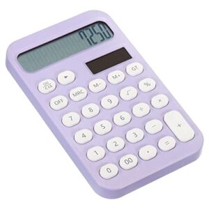 patikil cute basic calculator, standard function portable desktop electronic calculators large 12 digit lcd display for home office, light purple