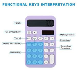 PATIKIL Cute Basic Calculator, Standard Function Portable Desktop Electronic Calculators Large 12 Digit LCD Display for Home Office, Light Purple