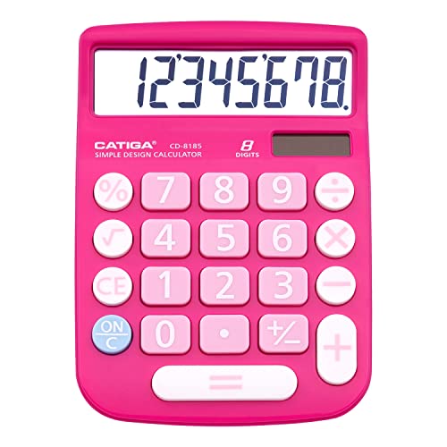 CATIGA CD-8185 Office and Home Style Calculator - 8-Digit LCD Display - Suitable for Desk and On The Move use. (Pink)