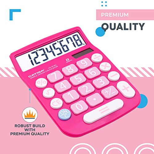 CATIGA CD-8185 Office and Home Style Calculator - 8-Digit LCD Display - Suitable for Desk and On The Move use. (Pink)