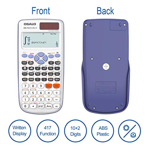 OSALO Scientific Calculator 417 Function 2 Line 10+2 Digits Written Display Solar Scientific Calculator (OS 991ES Plus)