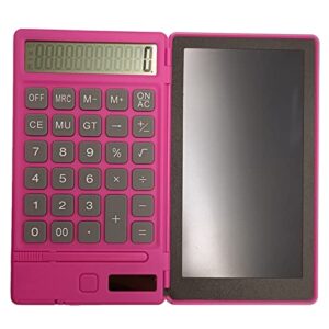 akhok calculator notepad, scientific calculators with writing tablet 12-digit lcd display financial calculator mute portable and foldable desktop calculator for office high school college,pink