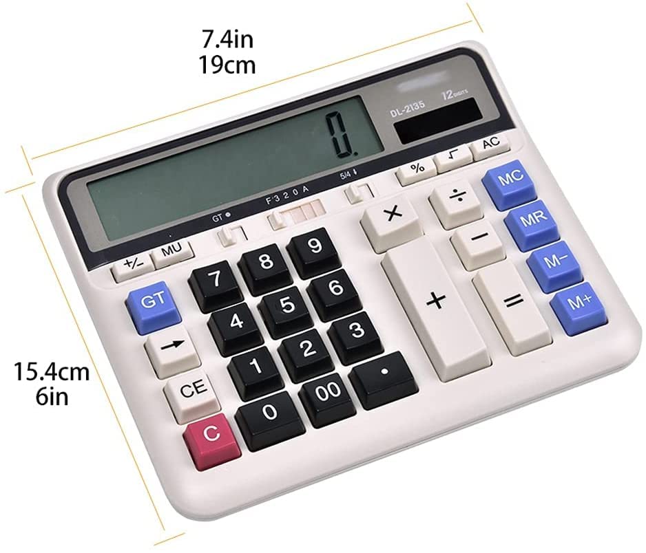 Desktop Calculator Standard Function Desktop Calculators Basic Financial Calculator Solar Powered Accounting Calculator 12 Digit LCD Display Calculators