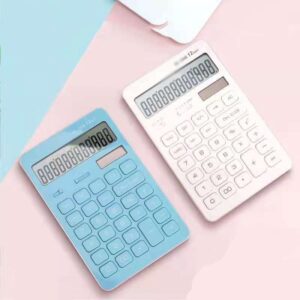 Calculator Learning Color Financial Accounting Office Calculator Simple Dual Power Solar 12 Digit Display Calculator (Color : A, Size