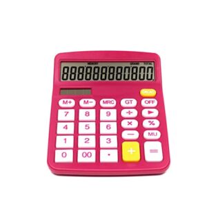 sdfgh 12 digit desk calculator large buttons financial business accounting tool rose red color for office school gift