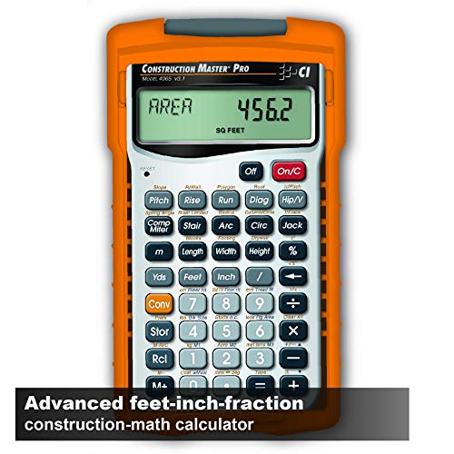 Calculated Industries 4065 Construction Master Pro Advanced Construction Math Feet-inch-Fraction Calculator for Contractors, Estimators, Builders, Framers, Remodelers, Renovators and Carpenters