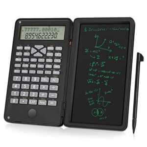 lingsfire scientific calculator with erasable writing board, 10-digit lcd display foldable desk calculator physics graphing calculator for student teacher financial office business high school college