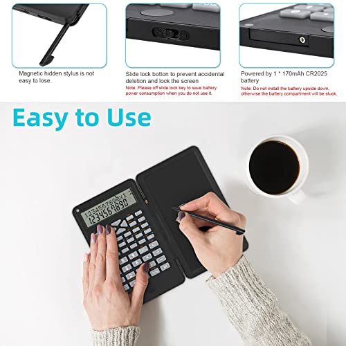 LINGSFIRE Scientific Calculator with Erasable Writing Board, 10-digit LCD Display Foldable Desk Calculator Physics Graphing Calculator for Student Teacher Financial Office Business High School College