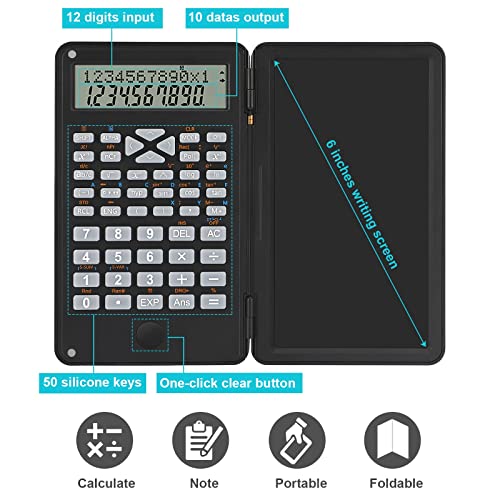 LINGSFIRE Scientific Calculator with Erasable Writing Board, 10-digit LCD Display Foldable Desk Calculator Physics Graphing Calculator for Student Teacher Financial Office Business High School College