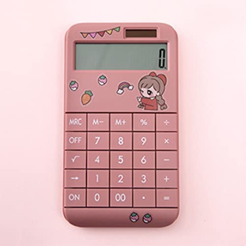 MJWDP Cute Cartoon Calculator Fashion Student Portable Calculator Small Solar Financial Cashier Girl 12-bit (Color : A, Size