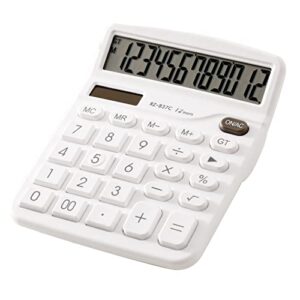 generic electronic calculator 12 digits large display desktop calculator sensitive button white