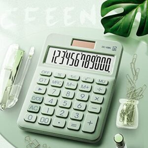 mjwdp 12 digit desk solar calculator large buttons financial business accounting tool big buttons avocado green for school student (color : a)