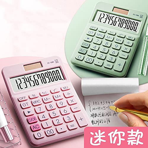 MJWDP 12 Digit Desk Solar Calculator Large Buttons Financial Business Accounting Tool Big Buttons Avocado Green for School Student (Color : A)