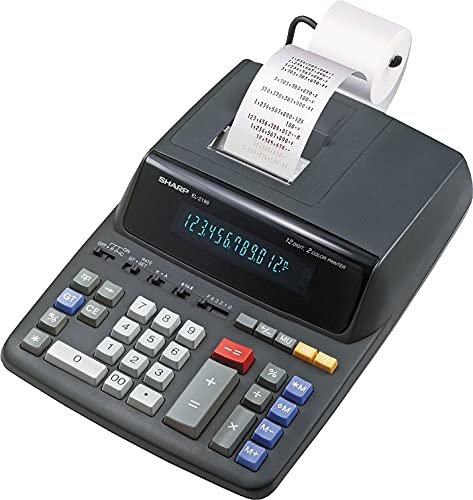 Sharp EL2196BL EL2196BL Two-Color Printing Calculator Black/Red Print 3.7 Lines/Sec