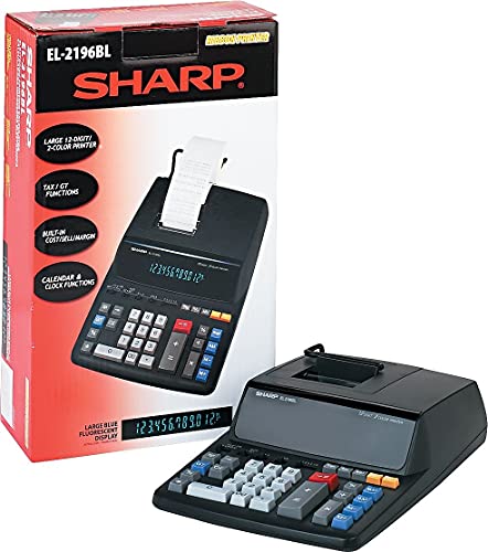 Sharp EL2196BL EL2196BL Two-Color Printing Calculator Black/Red Print 3.7 Lines/Sec