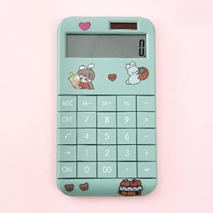 xwwdp cute cartoon calculator fashion student portable calculator small solar financial cashier girl 12-bit (color : b, size