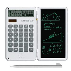 cujux calculator and writing pad 12-digit large lcd display desk calculators with repeated writing tablet for basic financial office (color : white)