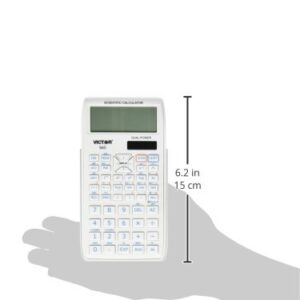 Victor 940 10-Digit Advanced Scientific Calculator with 2 Line Display, Battery and Solar Hybrid Powered LCD Display, Great for Students and Professionals, White