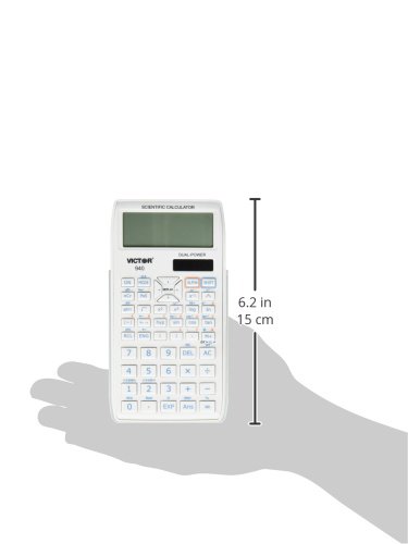 Victor 940 10-Digit Advanced Scientific Calculator with 2 Line Display, Battery and Solar Hybrid Powered LCD Display, Great for Students and Professionals, White