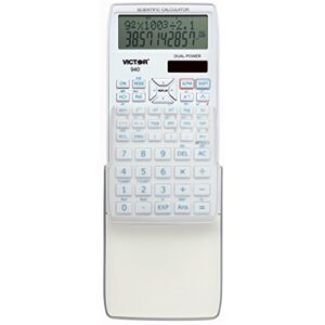 Victor 940 10-Digit Advanced Scientific Calculator with 2 Line Display, Battery and Solar Hybrid Powered LCD Display, Great for Students and Professionals, White