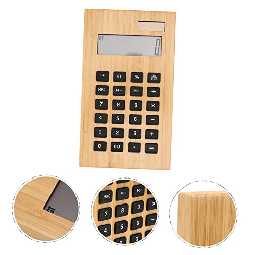 NUSITOU 1pc Battery Office Black Basic Professional with Learning Display Pocket Calculators LCD Tools Useful Bamboo Children Aids Mini Portable Financial for Calculation Digits Wooden