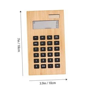 NUSITOU 1pc Battery Office Black Basic Professional with Learning Display Pocket Calculators LCD Tools Useful Bamboo Children Aids Mini Portable Financial for Calculation Digits Wooden