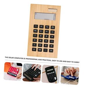 NUSITOU 1pc Battery Office Black Basic Professional with Learning Display Pocket Calculators LCD Tools Useful Bamboo Children Aids Mini Portable Financial for Calculation Digits Wooden