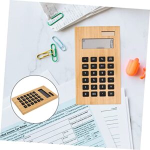 NUSITOU 1pc Battery Office Black Basic Professional with Learning Display Pocket Calculators LCD Tools Useful Bamboo Children Aids Mini Portable Financial for Calculation Digits Wooden